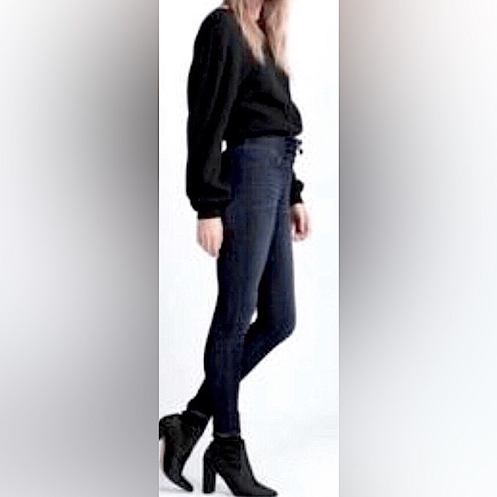 EXPRESS high rise lace up corset jeans side zipper dark wash. only worn twice 6